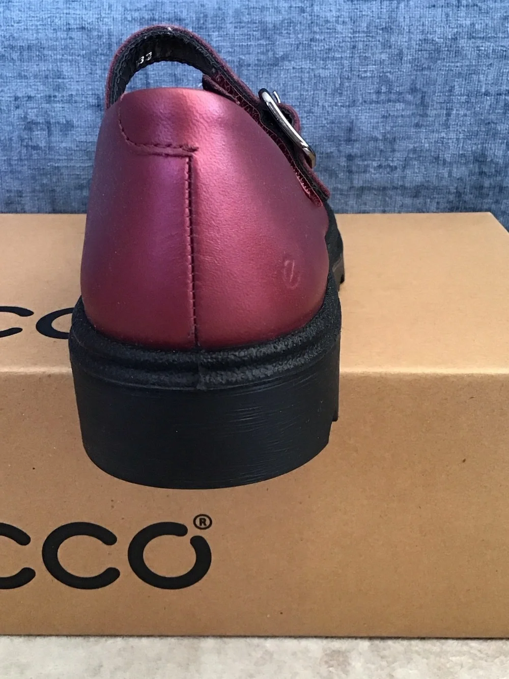 Ecco Kids Grainer Mary Jane in Metallic Burgundy